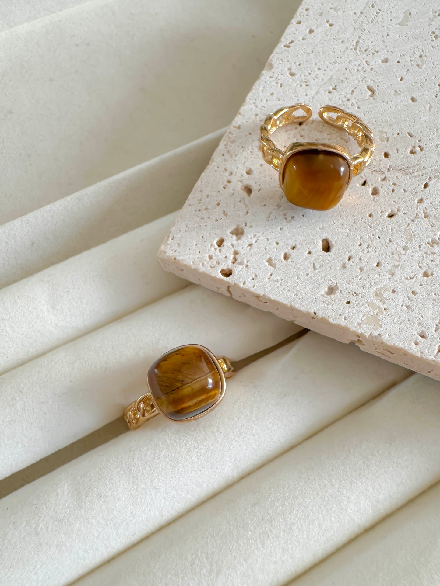 Gold Adjustable Statement Ring Set