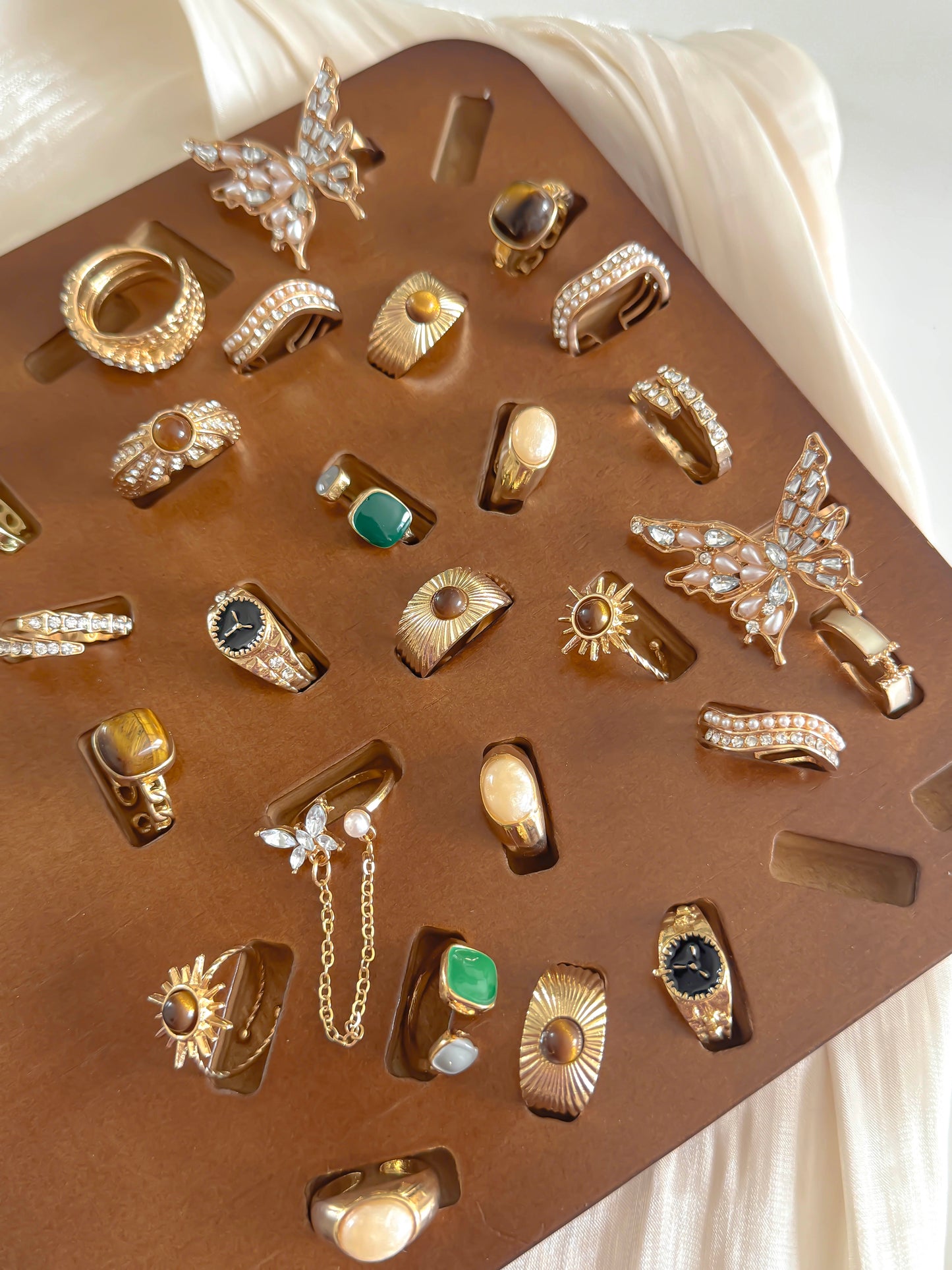 Gold Adjustable Statement Ring Set
