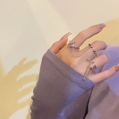 Purple Dimond Twin Ring