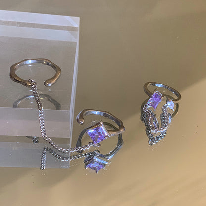 Purple Dimond Twin Ring