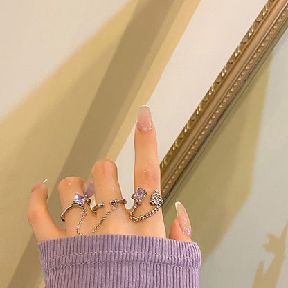 Purple Dimond Twin Ring