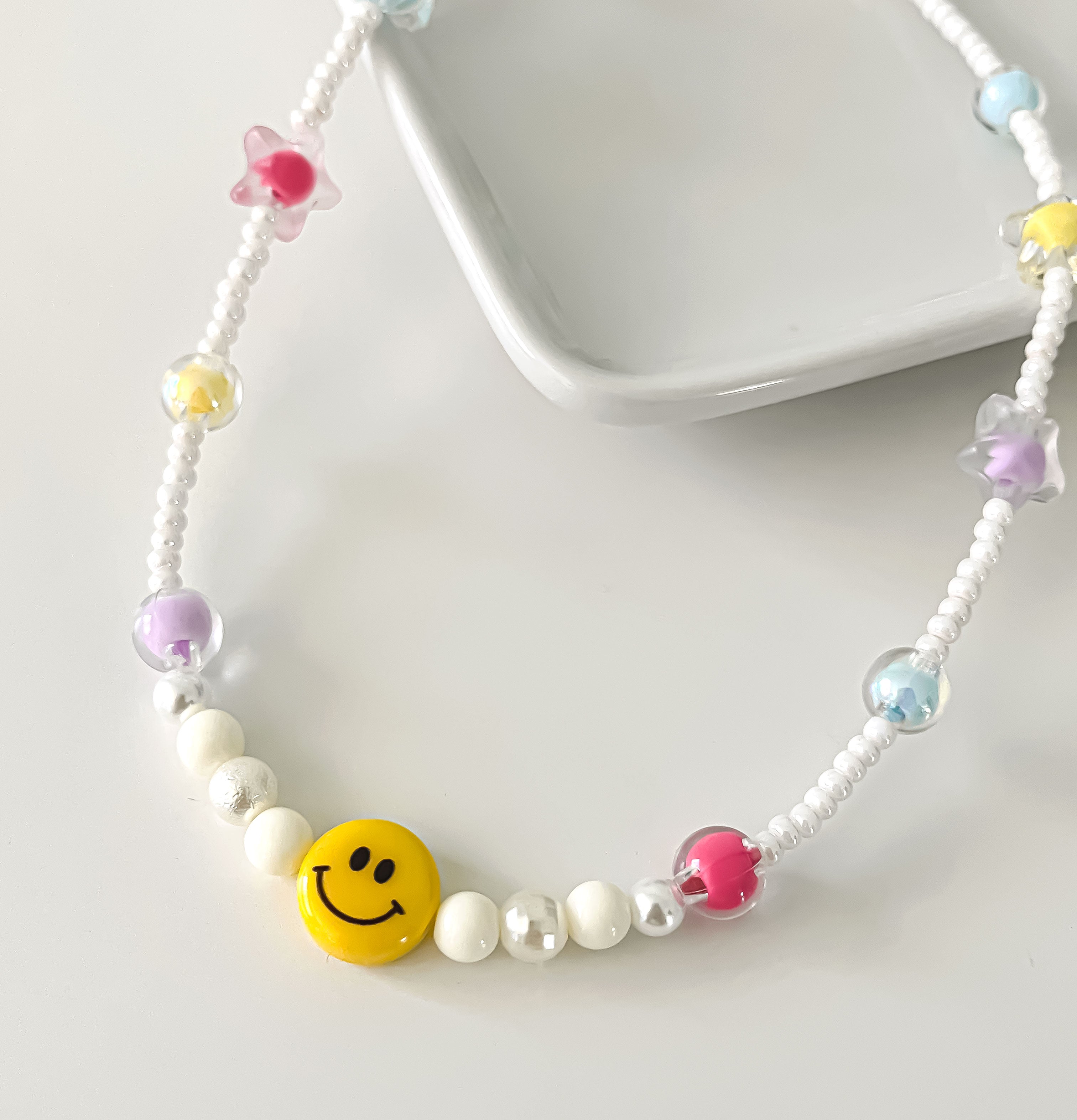 Buy Y2k Jewelry Beaded Necklace Fashion Smiley Face Necklace for Teen Girls  & Women,Cute Colorful Necklaces Aesthetic - Handmade Beaded /Soft Pottery  /Choker Set, c, Created Pearl, at Amazon.in